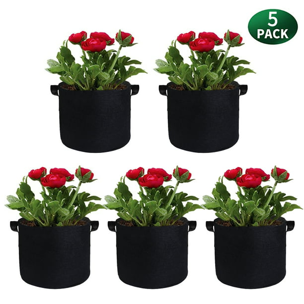 8 pcs Pack Black Fabric Grow Pots Breathable Plant Bags Smart Plant with handle 